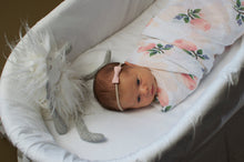 Load image into Gallery viewer, Set of 3 Natural Linen Mini Tiny Small Bows Baby Girl Headbands Grey Rose White