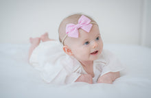 Load image into Gallery viewer, Modern Bow Classic Bow Pink Bow Linen Bow Cotton Bow Headband or Alligator Clip Bow