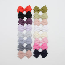 Load image into Gallery viewer, Modern Bow Classic Bow Pink Bow Linen Bow Cotton Bow Headband or Alligator Clip Bow