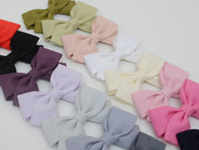 Load image into Gallery viewer, Modern Bow Classic Bow Pink Bow Linen Bow Cotton Bow Headband or Alligator Clip Bow