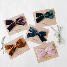 Load image into Gallery viewer, Oversized Schoolgirl Bow Big Bow Luxe Velvet Alligator Clip pink ginger ocean mallard plum