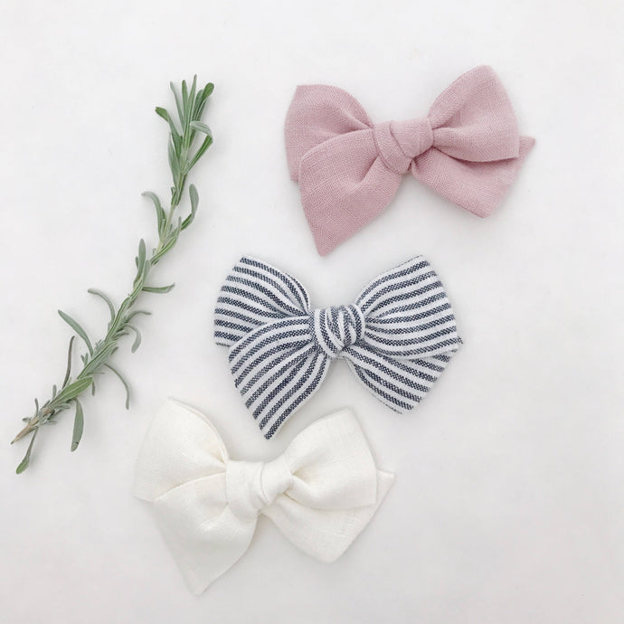 mini pinwheel bows hand tied Girl Bow Linen Headband schoolgirl pinwheel bow Nude Soft Elastic One Size