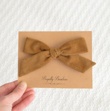 Load image into Gallery viewer, hand tied oversized schoolgirl bow pigtail set headband choose you style Corduroy ginger burgundy navy