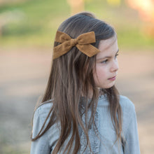 Load image into Gallery viewer, hand tied oversized schoolgirl bow pigtail set headband choose you style Corduroy ginger burgundy navy