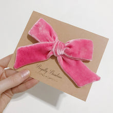 Load image into Gallery viewer, Oversized Schoolgirl Bow Big Bow Luxe Velvet Alligator Clip Pink bubblegum velvet bow