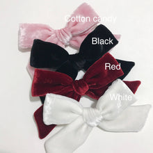 Load image into Gallery viewer, Oversized Schoolgirl Bow Big Bow Luxe Velvet Alligator Clip Burgundy Red Black Olive Cranberry