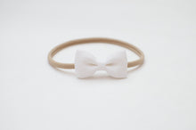 Load image into Gallery viewer, Natural Organic Linen Small Bow Headband One size White